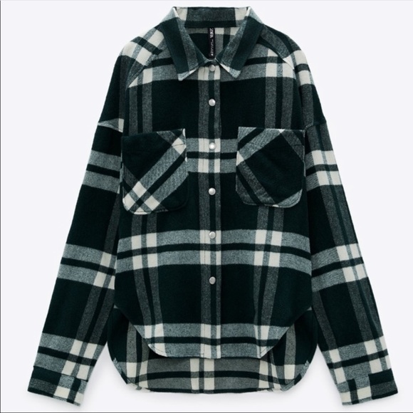 ZARA PLAID OVERSHIRT Green Large - Picture 6 of 14